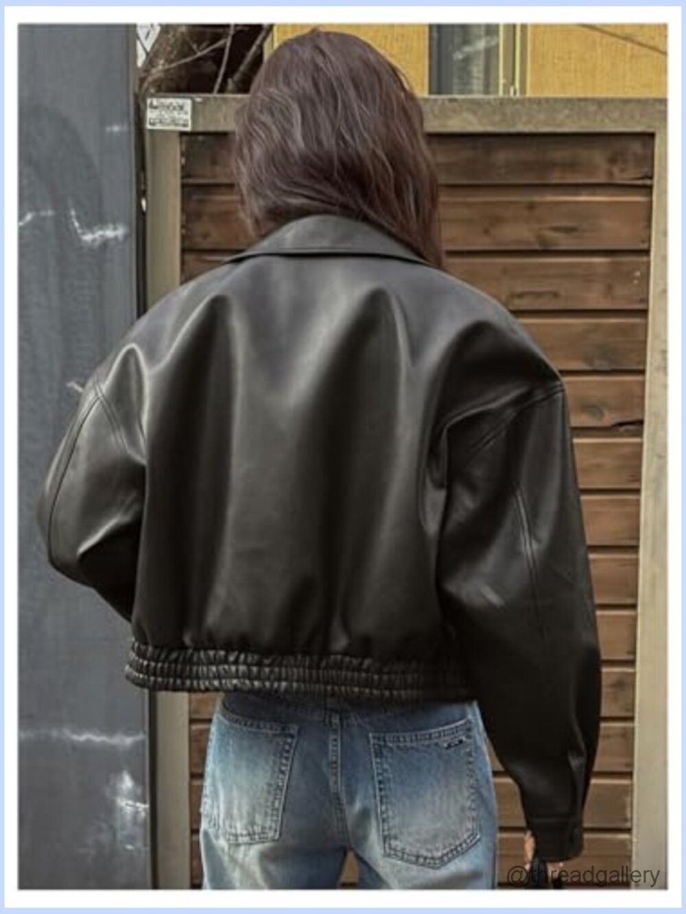 Y2K Faux Leather Crop Bomber Jacket Zip Up Motorcycle Streetwear - Picture 2 of 3